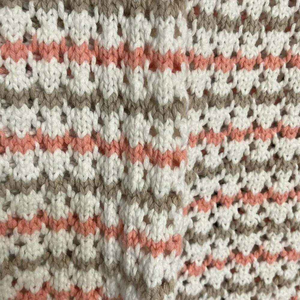 Norton McNaughton Open Crochet Knit Sweater Women's XL Multicolor Cropped Boho - Picture 5 of 9